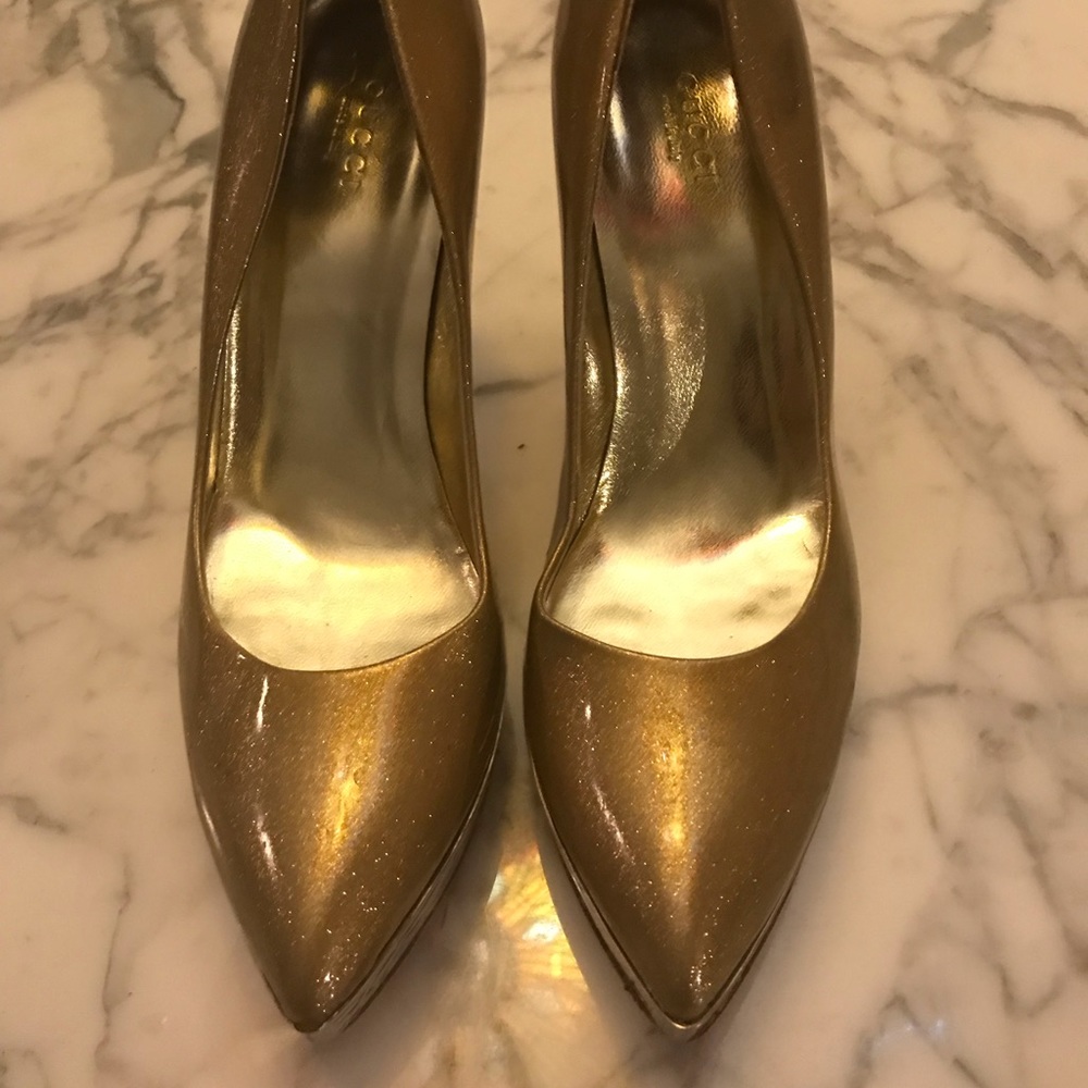 Gold Gucci shoes